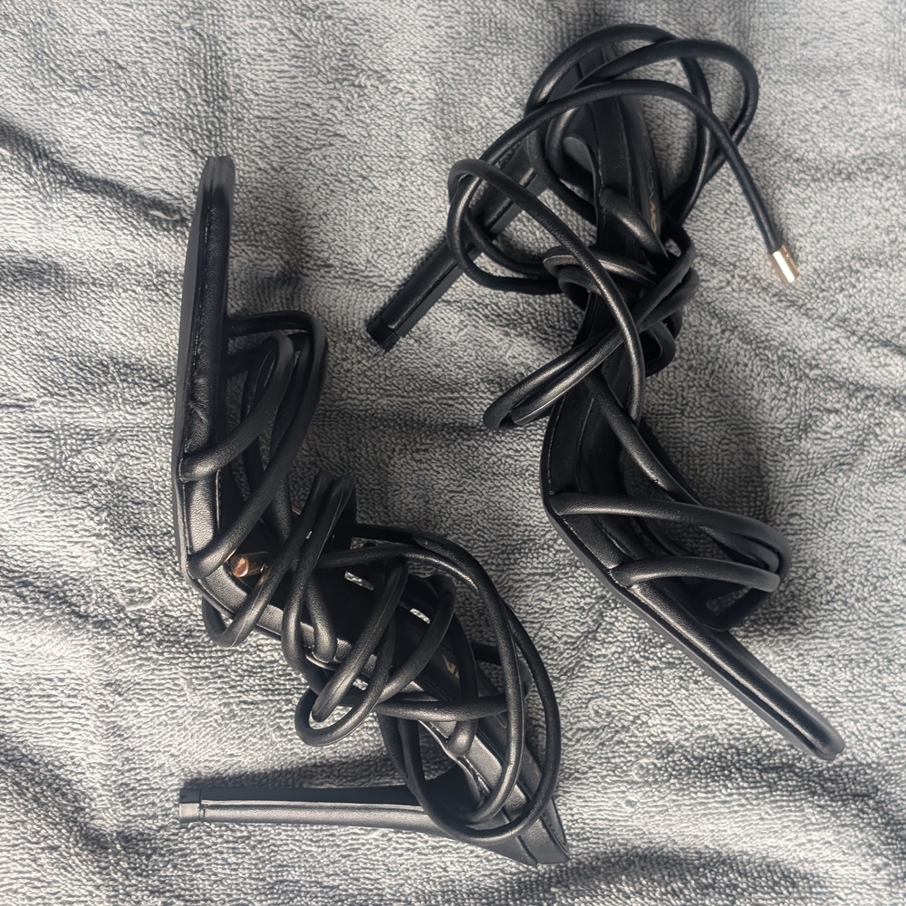 Fashion Nova Black Strappy Heels